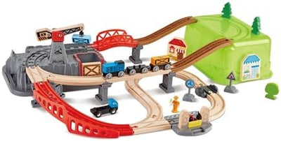 Fidtoy Juego de Tren de Construcción de Vías de Madera con Cubo, 50 Piezas
