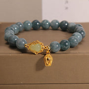Bracelet porte-bonheur Foviel avec breloque tulipe et gourde en jade naturel