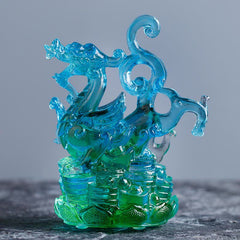 Buddha Stones Feng Shui Four Symbols Azure Dragon Handmade Liuli Crystal Art Piece Home Office Decoration Decorations BS Azure Dragon