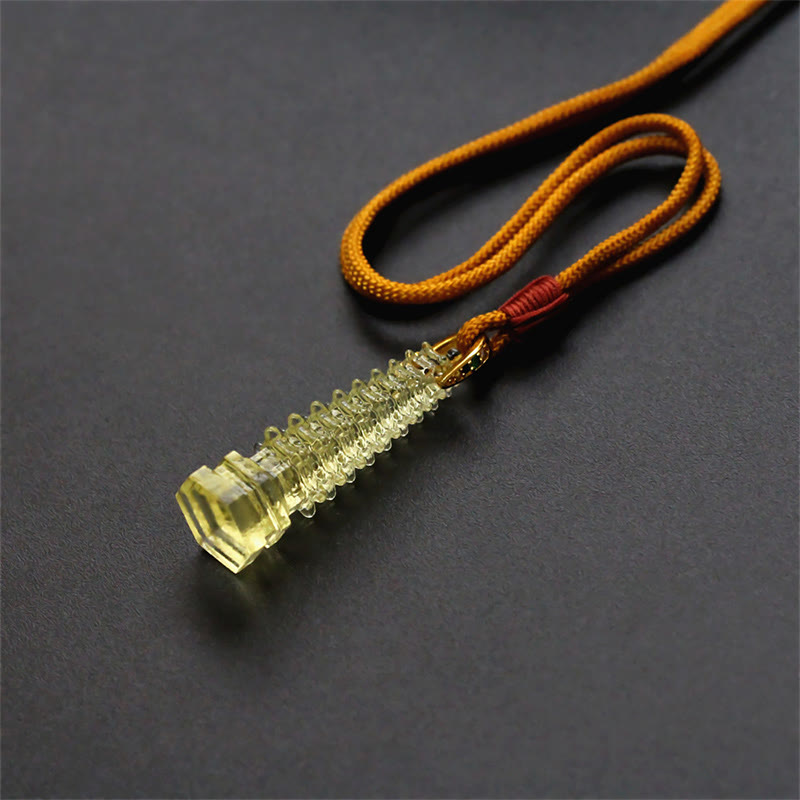 Buddha Stones Liuli Ancient Pagoda Wisdom Necklace Necklaces & Pendants BS 18