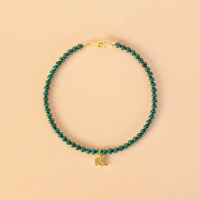 Buddha Stones Natural Malachite Elephant Anti-Anxiety Charm Bracelet Bracelet BS Buckle 17cm