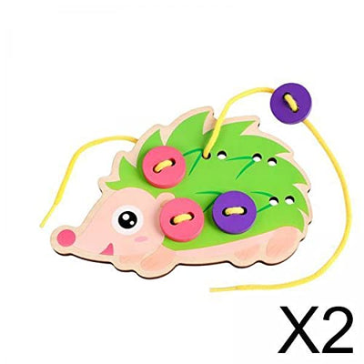 LOOM TREE® 2xJuguetes de Madera para Bebés con Cordones y Enhebrado, Botones para Coser, Ayudas Montessori para Niños