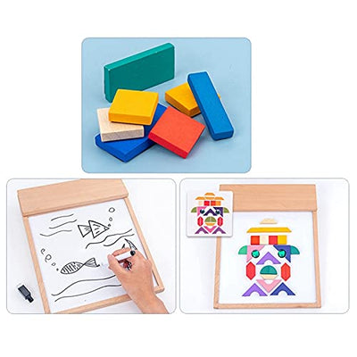 Tableau magnétique multifonctionnel en bois avec puzzle de dessin - 659