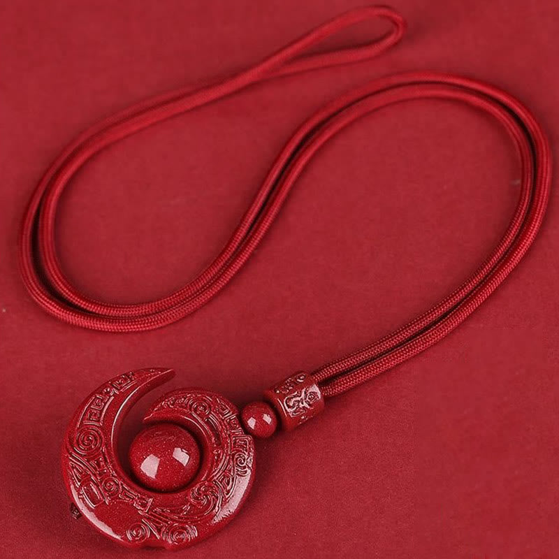 Buddha Stones One's Luck Improves Design Patern Natural Cinnabar Concentration Necklace Pendant Necklaces & Pendants BS 3