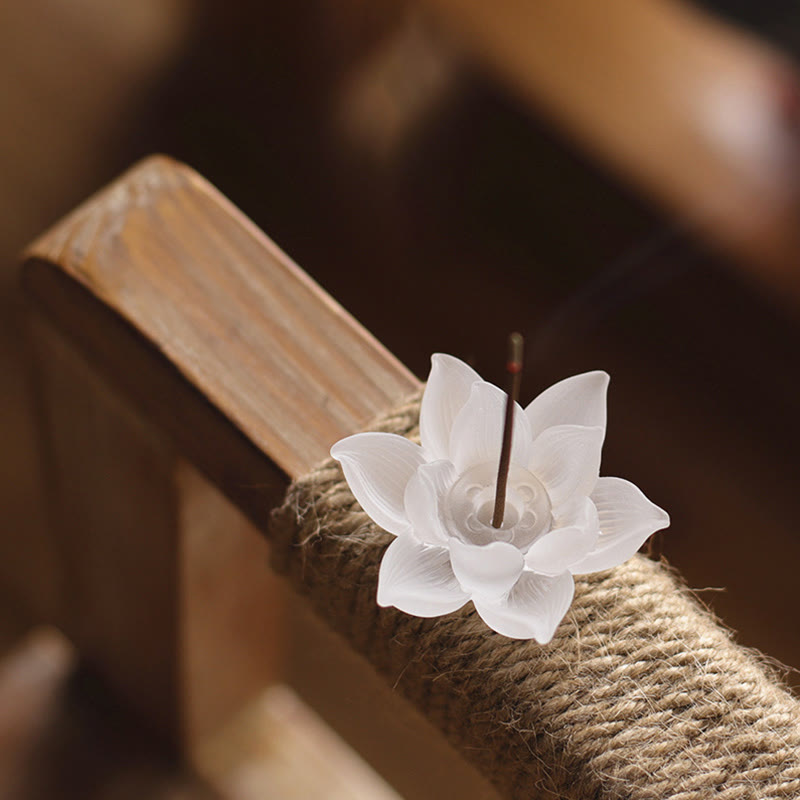 Buddha Stones Mini Lotus Liuli Crystal Healing Meditation Stick Incense Burner Decorations BS 8