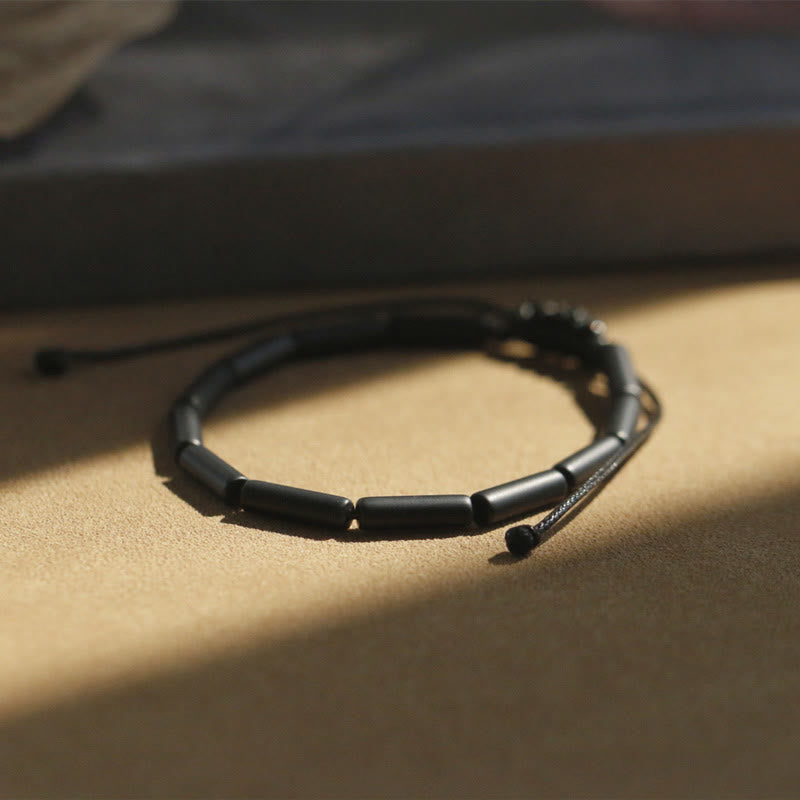 Buddha Stones Black Onyx Bead Support Protection Bracelet Bracelet BS Black Onyx 14 Beads Bracelet(Wrist Circumference Above 18cm)