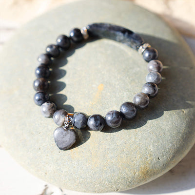 Foviel Natural Quartz Love Heart Healing Beads Bracelet