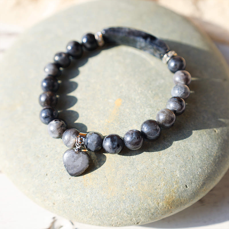 Foviel Natural Quartz Love Heart Healing Beads Bracelet