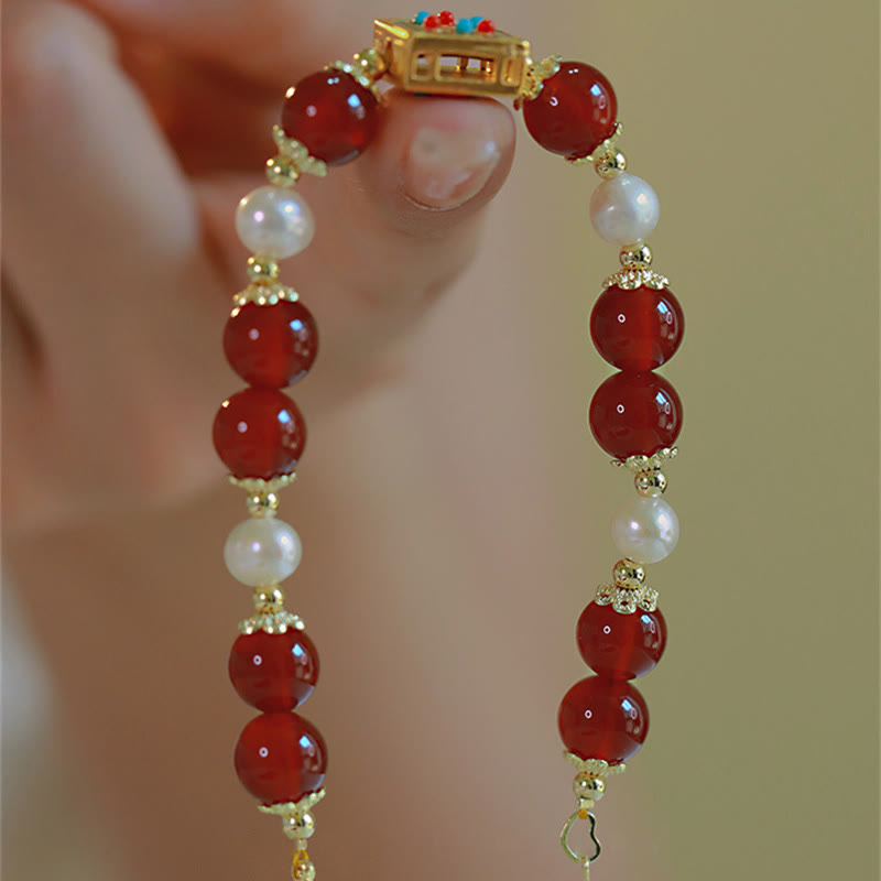 Buddha Stones Red Agate Pearl Confidence Self-acceptance Bracelet Bracelet BS 7