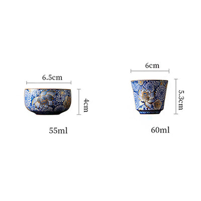 Buddha Stones Lotus Chrysanthemum Plum Blossom Flower Teacup Kung Fu Tea Cup Teapot Cup BS 14