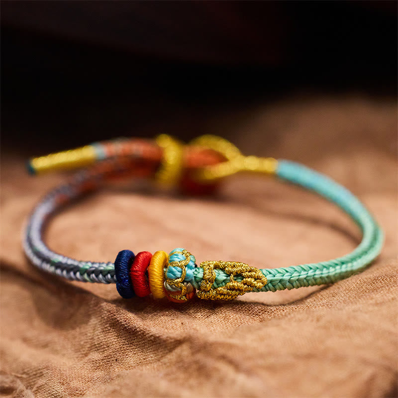 Buddha Stones Colorful Rope Eight Thread Peace Knot Luck Handmade Bracelet - image 1