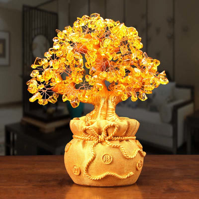 Arbre à monnaie en citrine naturelle Foviel – Ornement en pierres précieuses Feng Shui pour la prospérité