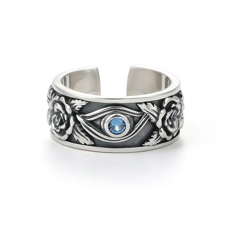 Buddha Stones Eye Of Horus Crystal Protection Adjustable Ring - 18mm (US8) - image 9