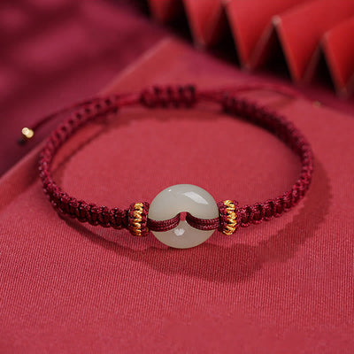 Buddha Stones Peace Buckle Jade Abundance Braided Bracelet Bracelet BS 1