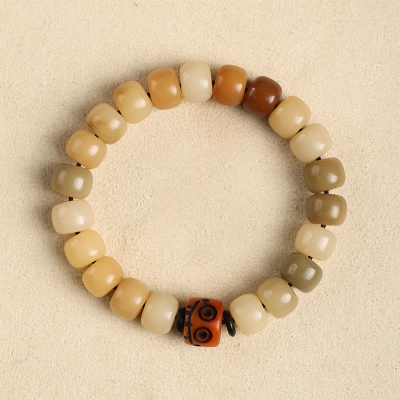 Buddha Stones Natural Bodhi Seed The Lord of the Corpse Forest Om Mani Padme Hum Wisdom Bracelet Bracelet BS Bodhi Seed&Yak Bone
