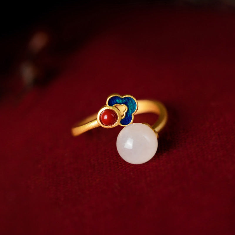 White Jade Auspicious Cloud Blessing Luck Ring Rings BS 1