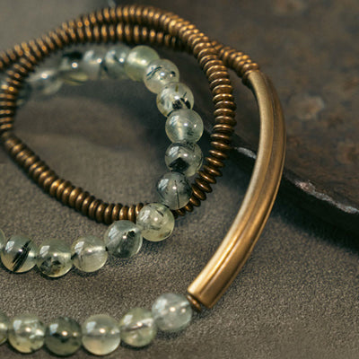 Buddha Stones Purple Phantom Red Hematoid Quartz Green Rutilated Quartz Copper Love Forgive Bracelet Bracelet BS 21