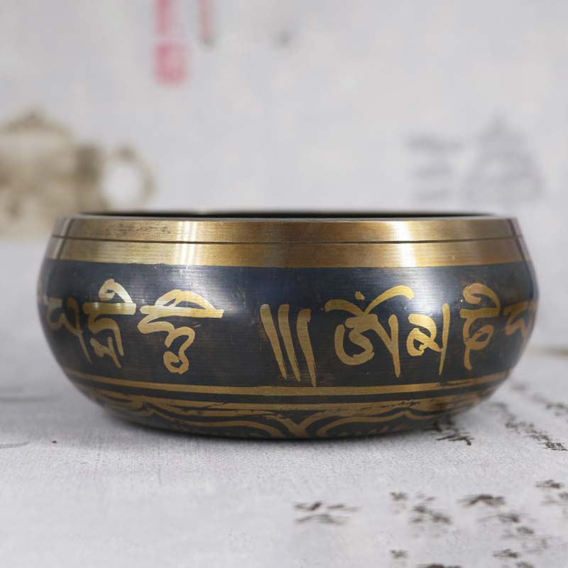 Buddha Stones Tibetan Meditation Bowl for Healing and Mindfulness Om Mani Padme Hum Singing Bowl - image 3