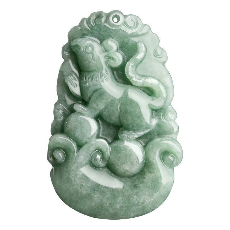Buddha Stones Natural Green Jade 12 Chinese Zodiac Luck Prosperity Necklace Pendant Necklaces & Pendants BS 10