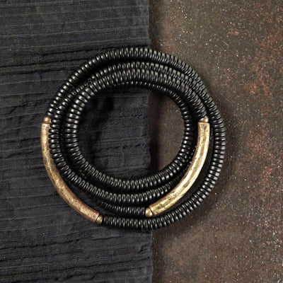 Buddha Stones Ebony Wood Copper Balance Multilayered Bracelet Bracelet BS 2
