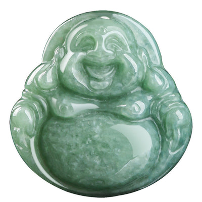 Buddha Stones Laughing Buddha Cyan Jade Success Necklace String Pendant Necklaces & Pendants BS 8