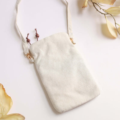 Buddha Stones Small Embroidered Flowers Crossbody Bag Shoulder Bag Cellphone Bag 11*20cm Crossbody Bag BS 15