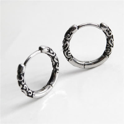 Buddha Stones Viking Celtic Hoop Titanium Steel Balance Earrings Earrings BS 1