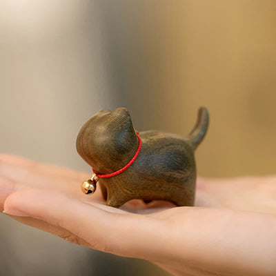 Foviel Green Sandalwood Small Leaf Red Sandalwood Cute Cat Animals Soothing Peace Decoration
