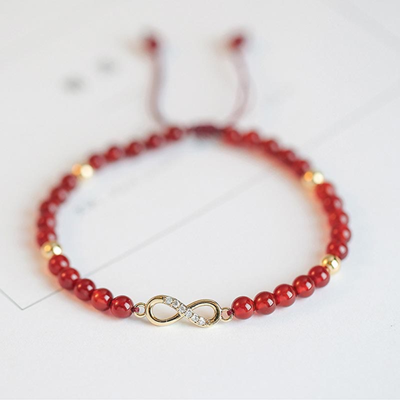 Natural Red Agate Endless Knot Four Leaf Clover Star Confidence String Bracelet Bracelet BS 3