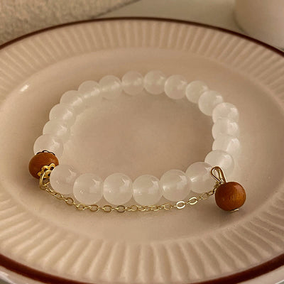 Buddha Stones Sandalwood Cat's Eye Fu Character Charm Protection Bracelet Bracelet BS Cat's Eye Sandalwood