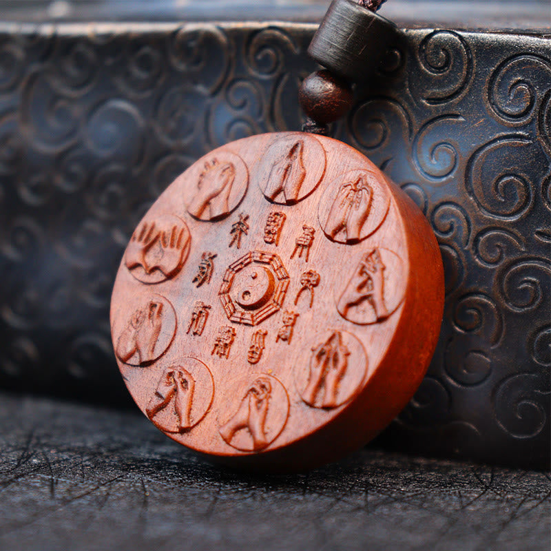 Buddha Stones Lightning Struck Jujube Wood Yin Yang Bagua Mountain Ghosts Spend Money Protection Necklace Pendant 4