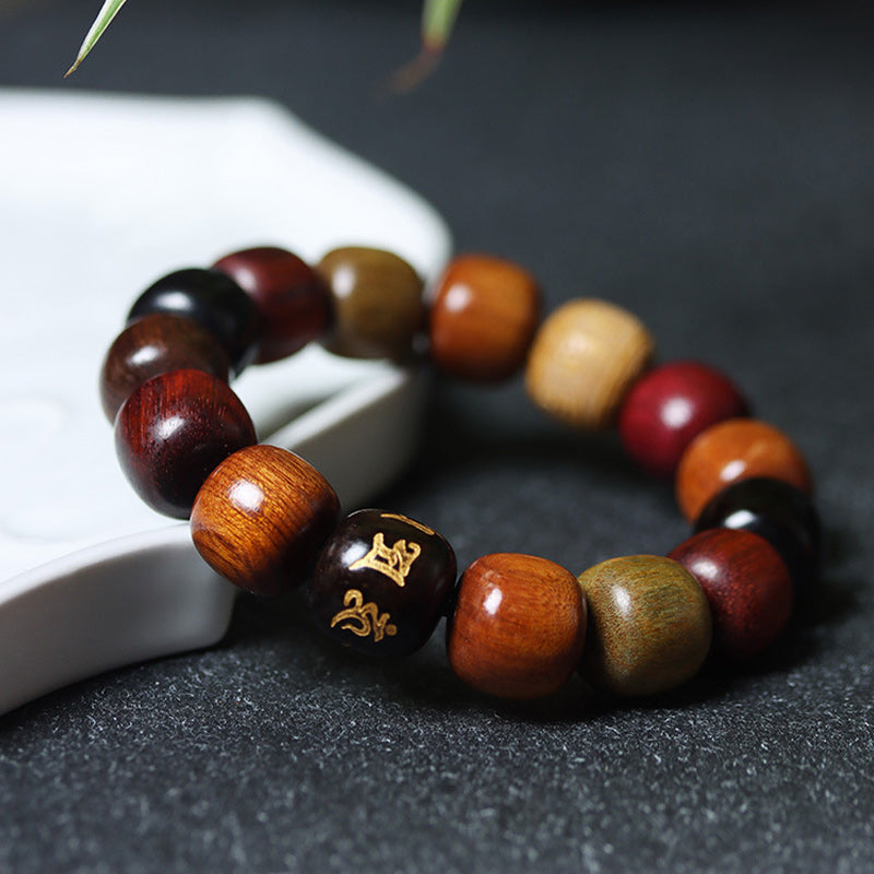 Buddha Stones Tibet Various Wood Om Mani Padme Hum Purity Bracelet Bracelet BS 1