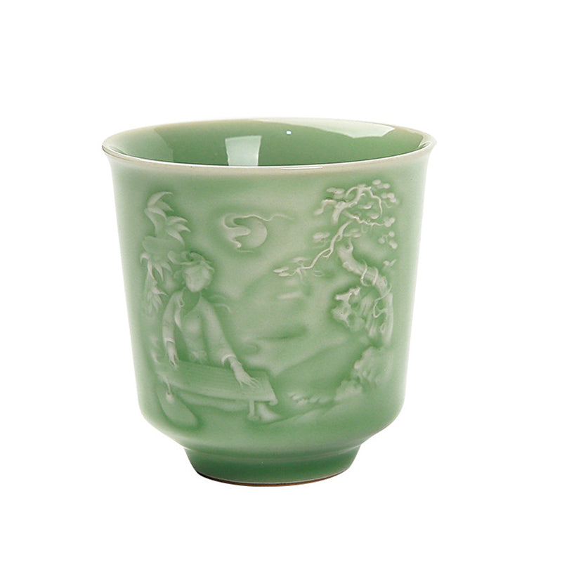 Buddha Stones Trees Pavilion Mountains Rivers Pine Ceramic Teacup Kung Fu Tea Cup Cup BS 9