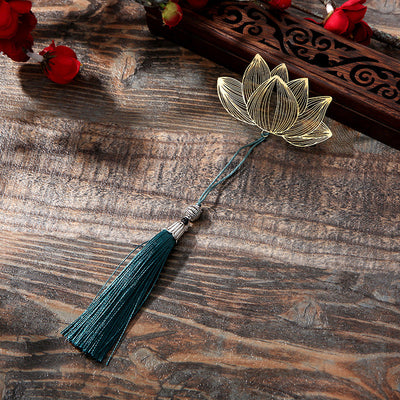 Buddha Stones Lotus Flower New Beginning Metal Brass Hollow Bookmark Bookmarks BS Lotus