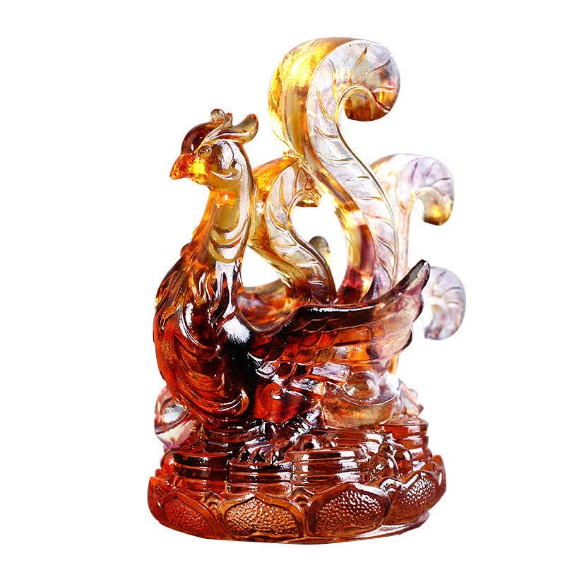 Buddha Stones Feng Shui Four Symbols Azure Dragon Handmade Liuli Crystal Art Piece Home Office Decoration Decorations BS 11