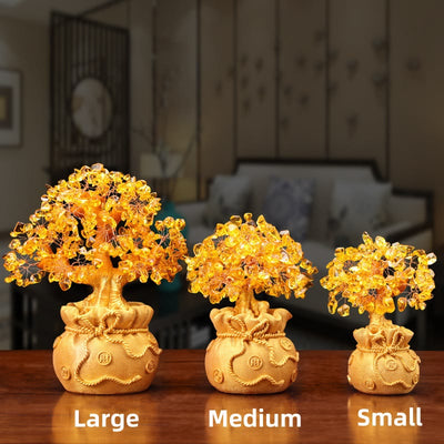 Arbre à monnaie en citrine naturelle Foviel – Ornement en pierres précieuses Feng Shui pour la prospérité