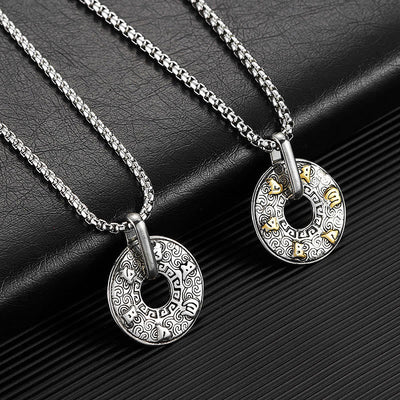 Buddha Stones Tibetan Om Mani Padme Hum Peace Buckle Creativity Necklace Pendant Necklaces & Pendants BS 1