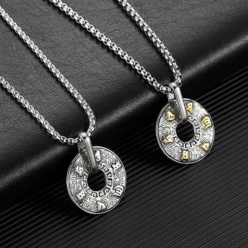 Buddha Stones Tibetan Om Mani Padme Hum Peace Buckle Creativity Necklace Pendant Necklaces & Pendants BS 1