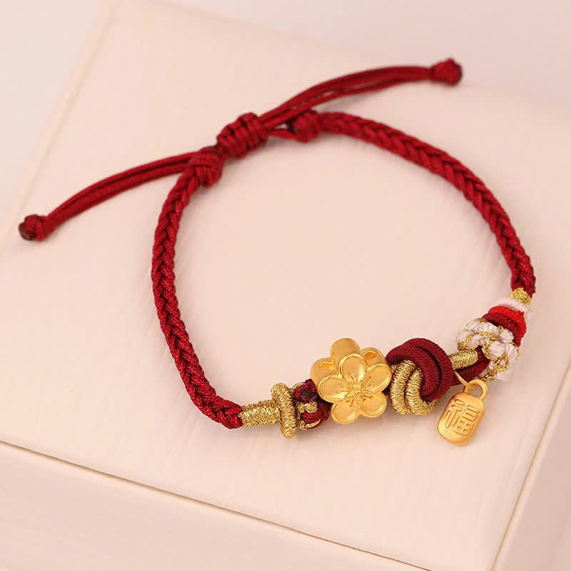Foviel Peach Blossom Happiness Charm Luck Red String Bracelet