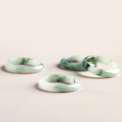 Buddha Stones Natural Green Jade Luck Abundance Ring Ring BS 7