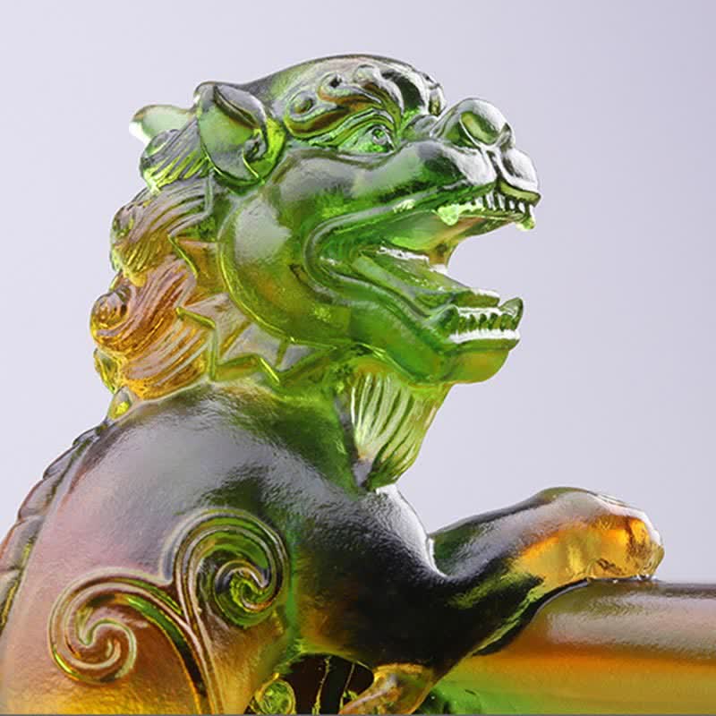 Buddha Stones Handmade Liuli Crystal PiXiu Treasure Bowl Art Piece Home Decoration Decorations BS 4