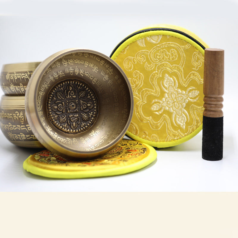 Buddha Stones Tibetan Sound Bowl Handcrafted for Yoga Mindfulness and Meditation Singing Bowl Set Singing Bowl buddhastoneshop 4