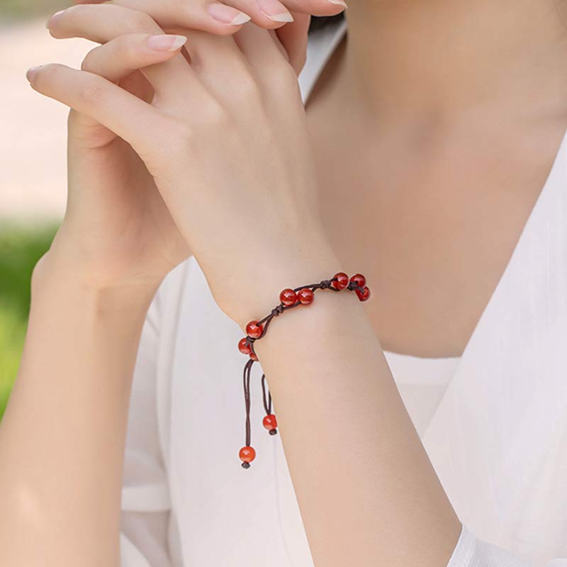 Bracelet calme Foviel en agate rouge, agate mousse et cinabre