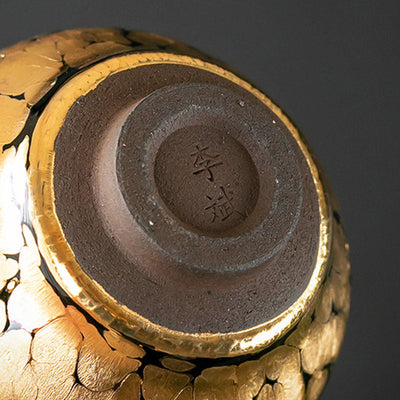 Buddha Stones 24K Gold Spot Pattern Chinese Jianzhan Ceramic Teacup Kung Fu Tea Cup Bowl With Gift Box Jian Zhan Tea Cup BS 11