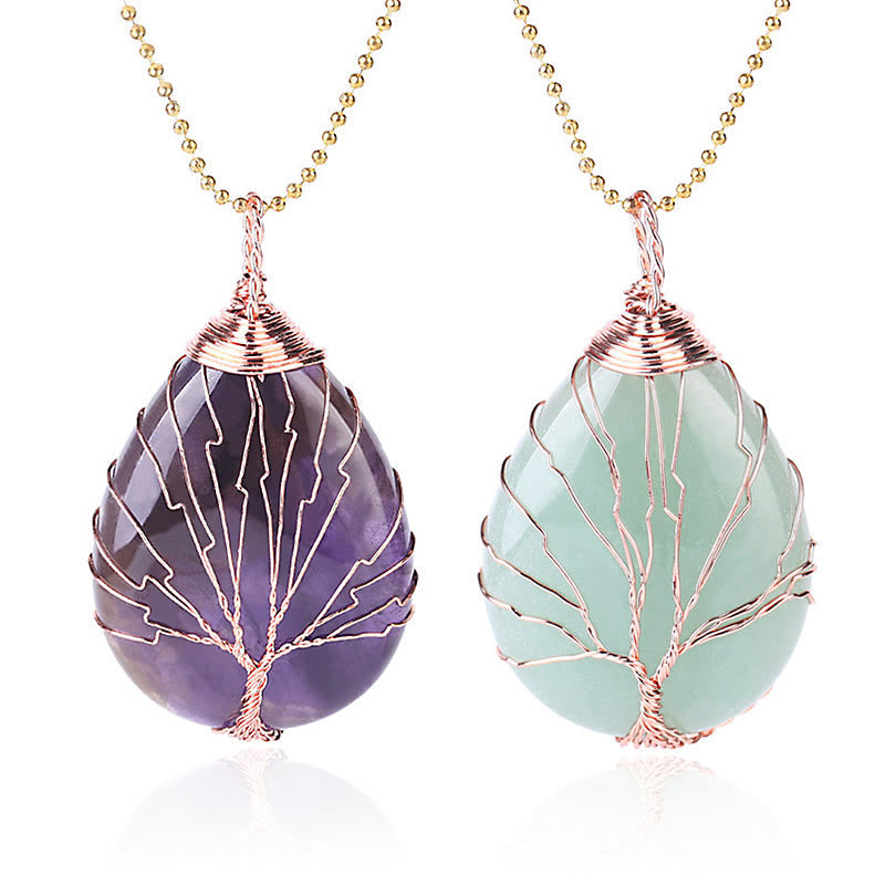 Buddha Stones Natural Quartz Crystal Tree Of Life Healing Energy Necklace Pendant Necklaces & Pendants BS main