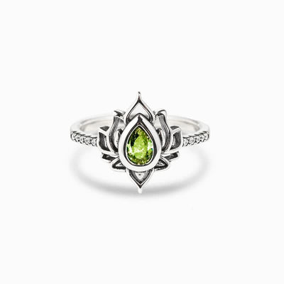 Buddha Stones Sterling Silver Lotus Zircon Blessing Protection Ring Ring BS 8