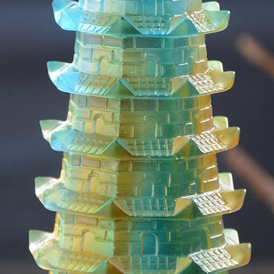 Buddha Stones Feng Shui Wenchang Tower Handmade Liuli Crystal Pagoda Art Piece Luck Home Office Decoration Decorations BS 10