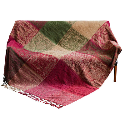 Buddha Stones Tibetan Multicolored Flower Pattern Hand-Dyed Blanket Blanket BS 8