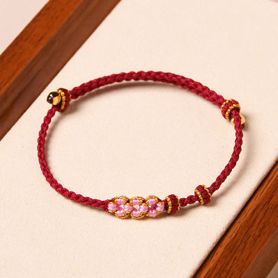 Buddha Stones Handmade Peach Blossom Protection Braided Rope Bracelet Bracelet BS 2