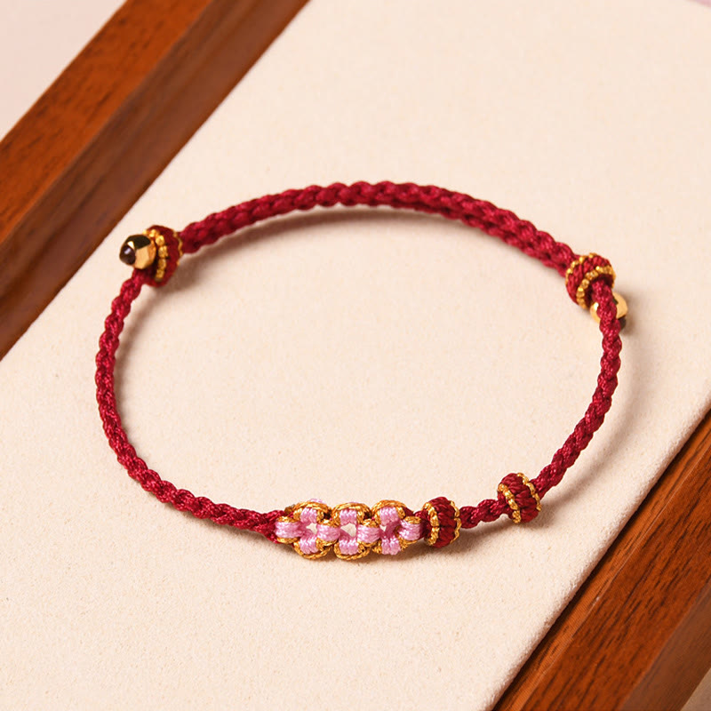 Buddha Stones Handmade Peach Blossom Protection Braided Rope Bracelet Bracelet BS 2